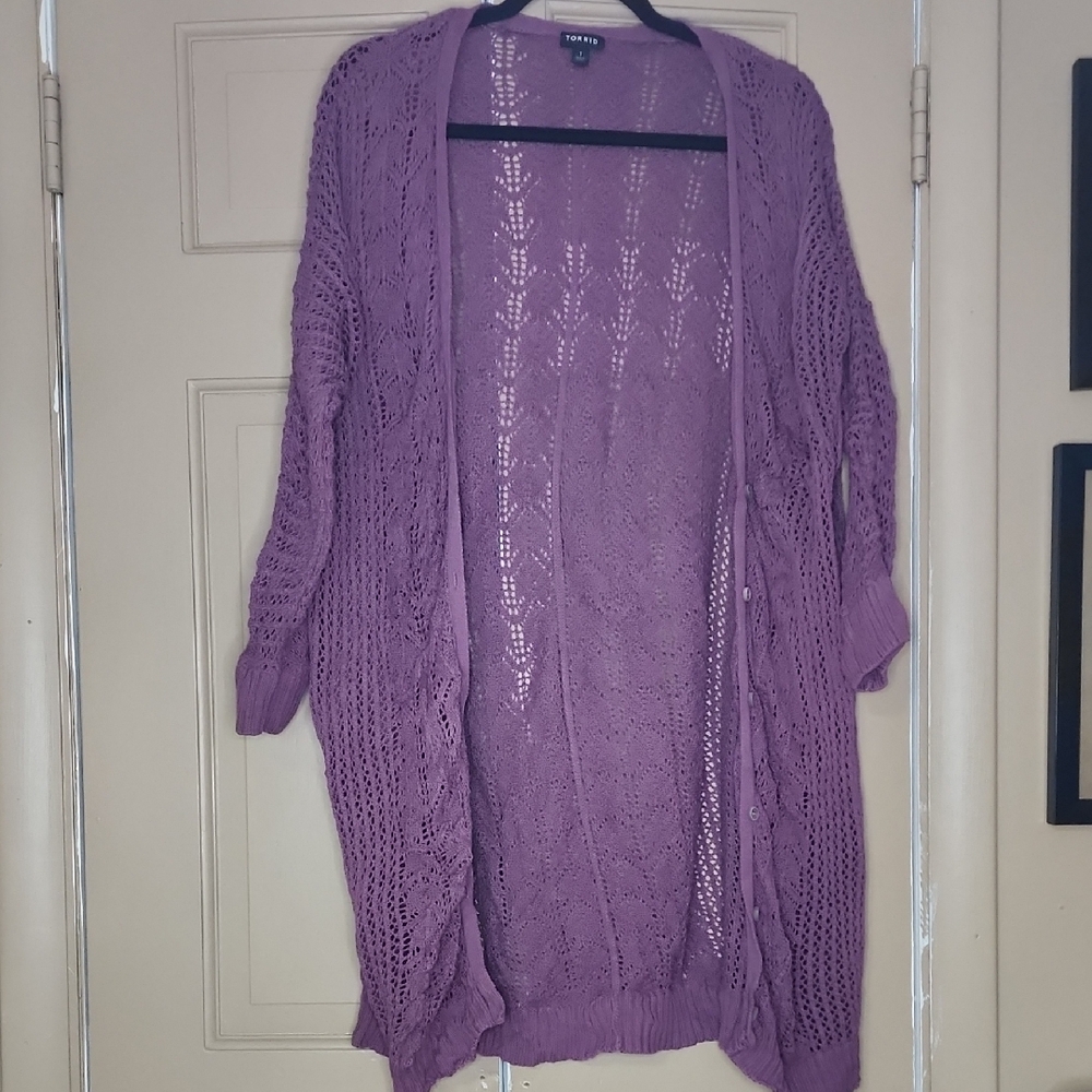 Torrid Purple Knit Cardigan Sweater